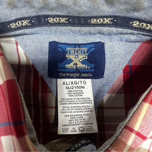 Wrangler 20X Competition Western Shirt Plaid Heavyweight Size XL - Picture 3 of 8